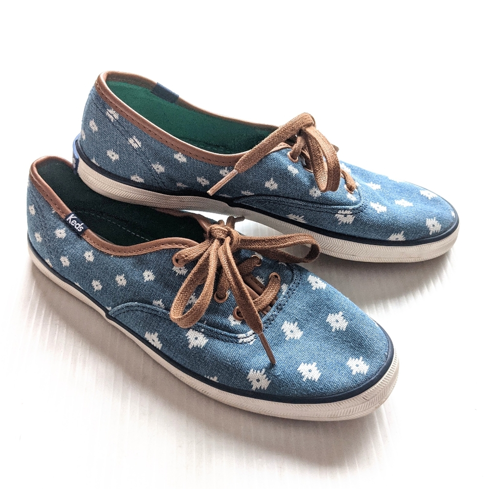 KEDS aztec tribal diamond blue canvas low top sneakers